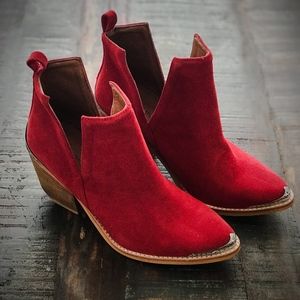 Jeffrey Campbell BOOT CROMWELL - RED SUEDE SIZE 7